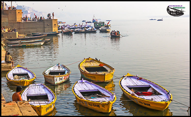 Boats Lying on The Bank of Holy River